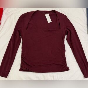 The A&F Ava Long-Sleeve Top - Burgandy